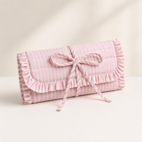 Pochette de voyage en coton avec logo personnalisé, robuste, pour ranger les bijoux, fermeture à bouton, moderne, en velours, à enrouler