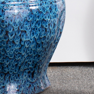 Pots de fleurs en céramique bleue en vrac, fabrication chinoise OEM, fournitures de <span class=keywords><strong>jardin</strong></span>, pots en céramique émaillée pour l'extérieur - Product Image 4