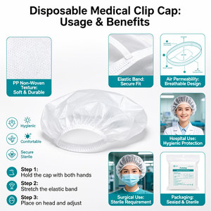 Gorro Médico Desechable de Tela No Tejida con Elástico Simple/Doble Tipo Fuelle y Cubrezapatos No Tejido - Product Image 3