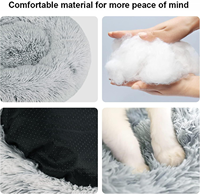 Coussin chauffant USB pour animaux de compagnie, lit rond en peluche longue, nid douillet chauffant pour chiens et chats