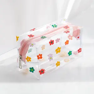 Custom PVC Clear Cosmetic Bag Portable Zipper Cosmetic Fruits Heart Pattern Cosmetic Bag Wash Bag Valentine's Day Gift