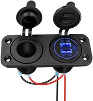 Prise USB double pour voiture avec charge rapide 3.0, chargeur de voiture 12V-24V avec interrupteur tactile, adaptateur allume-cigare