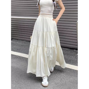 Jupe midi décontractée en mousseline unie de style français, taille haute, nouvelle collection été 2025 pour femme, Design Sense - Product Image 3