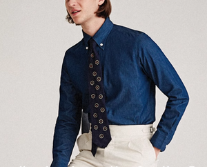 <span class=keywords><strong>Camisa</strong></span> vaquera de algodón de lino <span class=keywords><strong>azul</strong></span> para hombre, <span class=keywords><strong>Camisa</strong></span> de algodón de manga larga, <span class=keywords><strong>traje</strong></span> de negocios informal Retro Para primavera y otoño sostenible - Product Image 4