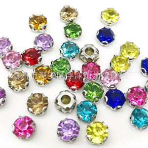 Colored Four-Claw Glass Rhinestones 6-10mm Round 16 Facets For <b>Hand</b> Sewing Wedding Dress Accessories - Product Image 1