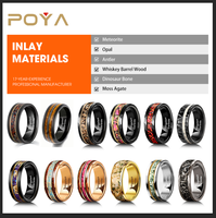 Bague en carbure de tungstène poli argenté 8 mm avec motif arbre forestier et incrustation bleu-vert effet sable changeant de couleur, pour homme, alliance de mariage et de fiançailles, bijoux