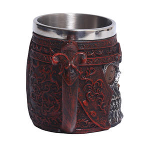 Nouvelle Tasse en Résine Design Niche <span class=keywords><strong>Tête</strong></span> <span class=keywords><strong>de</strong></span> <span class=keywords><strong>Loup</strong></span> Chevalier Squelette Rouge avec Doublure en Acier Inoxydable 304 – Vaisselle Durable pour la Maison, Cadeau Fantaisie Unique - Product Image 6