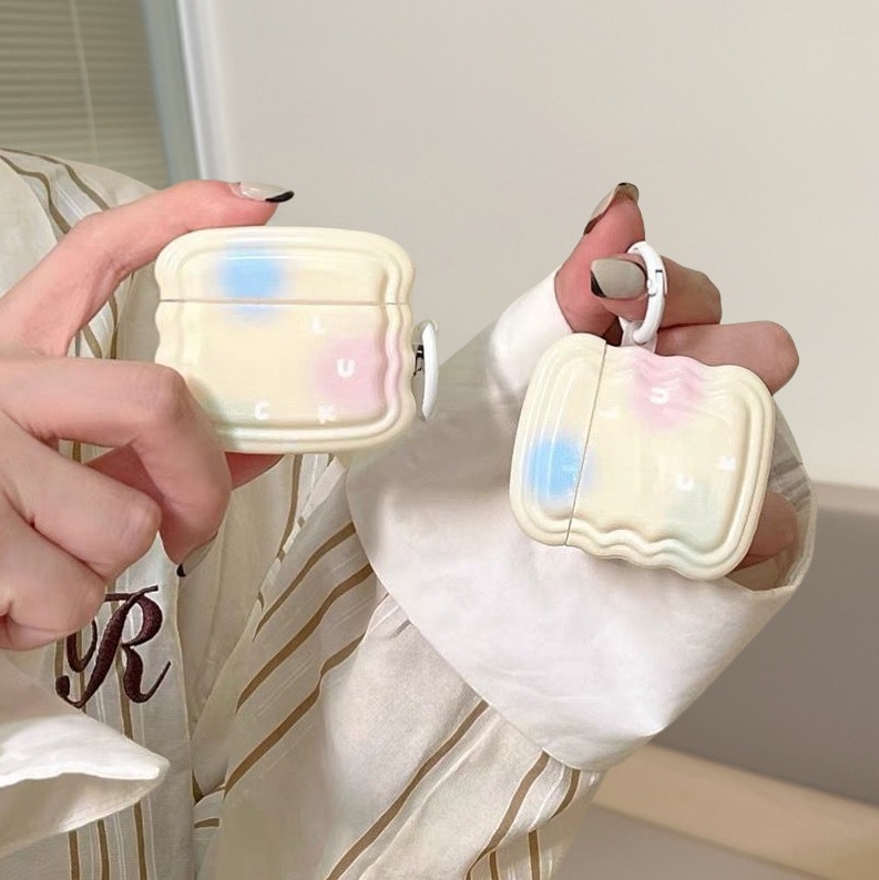 Wavy Milky White Gradient Pink Blue Green White Ring