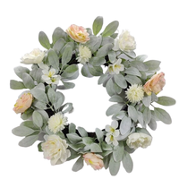 Dekorasi Gantung Pintu dan Jendela Bunga Hydrangea Buatan untuk Paskah Hijau 20 inci Bahan PVC/PE/PET