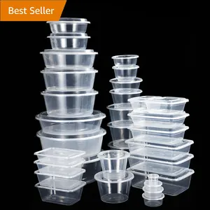 Rechthoekige Nemen Soepkom Takeaway Transparant Clear Snelle Wegwerp Plastic Ronde Voedsel Containers Met Deksels Microwavable