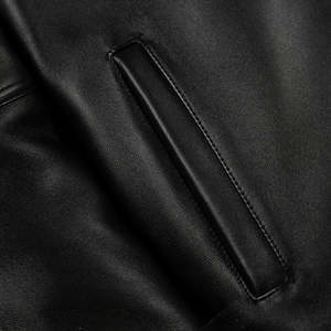 Op maat gemaakte heren applicatie geborduurde patches zware streetwear winter winddichte baseball varsity bomber lamsleren jas - Product Image 6