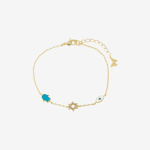 สร้อยข้อมือเงินแท้ 925 ประดับดาวแห่งดาวิดและฮัมซา สัญลักษณ์ชาวยิว สำหรับผู้หญิง - Product Image 4