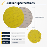 Disque abrasif jaune de 225 mm pour ponçage de plaques de plâtre, compatible avec les ponceuses de plafond Giraffe