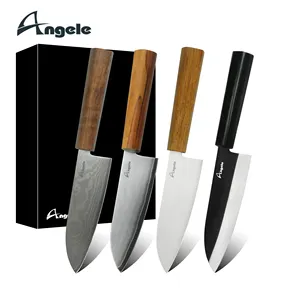 OEM venta al por mayor MATERIAL PERSONALIZADO alemán 1,4116 hoja de acero inoxidable mango de madera Acero de Damasco japonés Santoku cuchillos