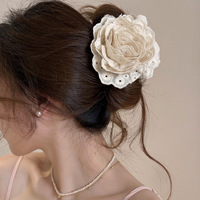 <strong>Best</strong> <strong>Selling</strong> Wholesale Fabric Camellia <strong>Flower</strong> Plastic Women Ponytail Holder Hair Clamps Barrettes Big Hair Claw <strong>Clips</strong>