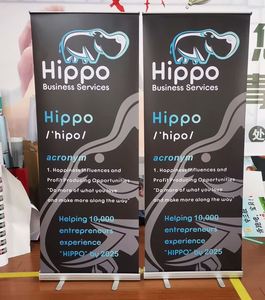 Narrow Base Pull up Banner Stand Floor Standing Lightweight Aluminum Portable <b>Roll</b> up Stand for Indoor Activities Promotion - Product Image 2