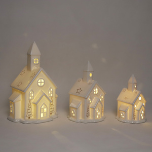 LED iluminado Decoración de Navidad Porcelana China iluminando <span class=keywords><strong>casa</strong></span> figuritas de Navidad casas iluminadas - Product Image 1