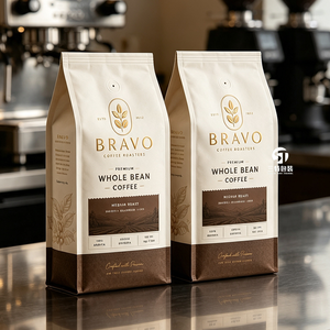 Custom Printed Box Bottom Coffee <b>Bean</b> Packaging <b>Bags</b> with Valve | Aluminum Foil Zipper Packaging for Coffee <b>Beans</b> Nuts Snacks - Product Image 6
