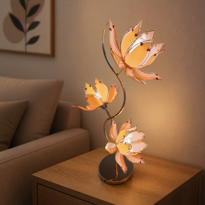 Lampe de table moderne Lotus, lampe sur pied en verre réglable, lampe décorative pour chambre à coucher, éclairage de chevet - Product Image 1