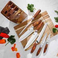 WILDMOK Ensemble de couteaux 7 pièces en acier inoxydable de haute qualité Ensemble de couteaux de chef de cuisine avec bloc à couteaux