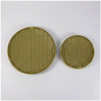Ensemble de plateaux de rangement ronds en plastique tressé style rotin PP, plateau de service, organisateur de fruits, pain et collations