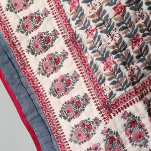 Jaipuri Floral Cotton Block Print Cotton <b>Quilt</b> Indian Block Print <b>Bedding</b> Hand Block Printed <b>Quilt</b> for All Season - Product Image 2