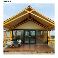 Tente de luxe pour hôtel 5x9m, structure en bois, toile en tissu, maison préfabriquée à coque rigide quatre saisons pour expérience de glamping en station balnéaire, individuelle