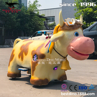 Manège interactif en métal et acier pour enfants, simulation grandeur nature d'animaux mignons de dessin animé, pour usage public intérieur et extérieur