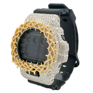 Boîtier de montre DW6900 Iced Out Thorn Design en argent 925 avec moissanite Hip Hop VVS D, accessoires de montre sertis de diamants - Product Image 2