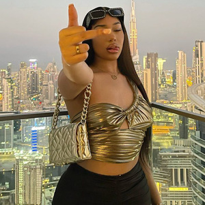 King Mcgreen Star nouveau Design femmes Sexy évider une épaule débardeur Y2k discothèque fête Camisle brillant mince gilet - Product Image 2