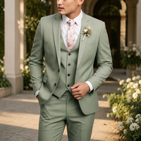 Setelan Jas Pria Slim Fit 3 Potong dengan Kerah Notch, Kancing Ganda, Jaket Tuxedo, Rompi, dan Celana untuk Pesta Pernikahan