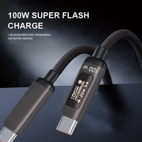 Nouveau câble de données tressé 100W/240W avec affichage numérique pour la charge rapide des téléphones portables/écouteurs/ordinateurs