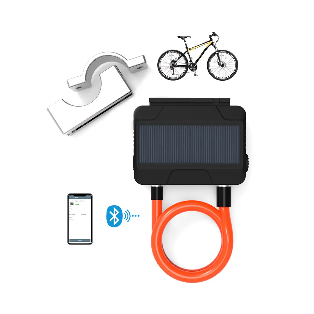 Bicycle BLE Smart Chain Locks Motorcycle Keyless Lock APP Control Solar Power Personal Use Bluetooths Bike Cable Lock