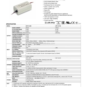 ไดรเวอร์ LED Meanwell รุ่น APC-12-350 แบบเอาต์พุตเดี่ยว 350mA แหล่งจ่ายไฟ 12V - Product Image 5