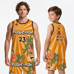 Family Set Tiki Custom Kids Basketball Jersey Tropical Sublimated Team Uniforms for Youth Camp Family Matching 1 Set MOQ - Product Image 5
