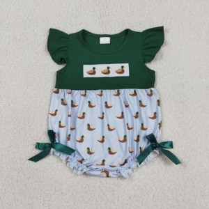 ชุดรอมเปอร์เด็กผู้หญิงลายดอกไม้ปักลาย I Love Dad แขนระบาย - Product Image 4