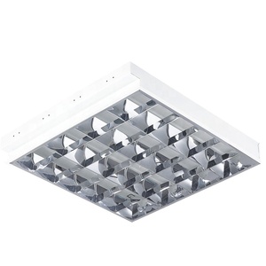 T8 <strong>Grille</strong> <strong>Light</strong> Fixture With Wire for Led Tube Lamp House <strong>4x18w</strong> Aluminum Reflector White Body Louver Fitting Office <strong>Light</strong> - Product Image 1