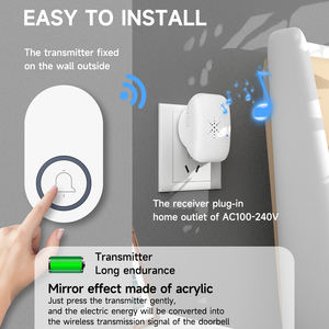 Sonnette sans fil Usine Vente en gros 38 <span class=keywords><strong>Carillon</strong></span> 90DB 200M Portée IP44 Étanche Design Moderne Appartements Prise US/EU/UK Sonnette <span class=keywords><strong>de</strong></span> <span class=keywords><strong>porte</strong></span> - Product Image 3