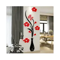 5 boyut renkli çok adet çiçek vazo 3D akrilik dekorasyon duvar Sticker DIY sanat duvar posteri ev dekor yatak odası wallstick