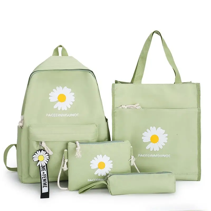 Wholesale Lightweight School Backpack 4 pcs one set Student Book Bag Handbag Fashion Backpack Anti Theft Girls College Bag