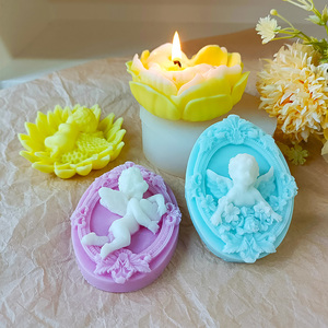 J10-367 bébé <span class=keywords><strong>ange</strong></span> aromathérapie bougie Silicone <span class=keywords><strong>moule</strong></span> bricolage Rose fleur <span class=keywords><strong>ange</strong></span> plâtre ornement broyeur - Product Image 2