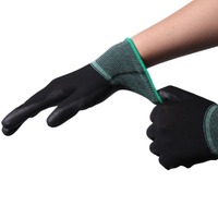 Gants de protection anti-poussière de haute qualité en PU noir tricoté, modèle G-089, tricot 13 aiguilles, épaisseur 0,9-1 mm, pour salle blanche