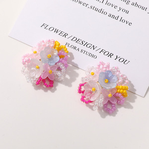 Bouquet de fleurs perlées, perles de fleurs en <span class=keywords><strong>verre</strong></span> soufflé faites <span class=keywords><strong>à</strong></span> la main, boucles d'oreilles perlées faites <span class=keywords><strong>à</strong></span> la main, pour un cadeau de la Saint-Valentin - Product Image 4