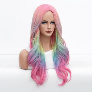 High Quality 60cm Body Wave Lolita <strong>Rainbow</strong> Color Synthetic <strong>Wig</strong> Halloween Party Anime Cosplay Heat Resistant Hair <strong>Wigs</strong> - Product Image 3