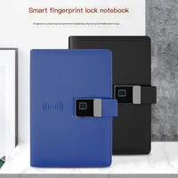 Carnet intelligent en cuir PU avec verrouillage par empreinte digitale, 16 Go USB |   Agenda personnalisé A5 à feuilles mobiles avec boîte cadeau