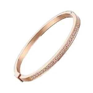 Fashion Jewelry Bangle Rose Gold Plated Women Crystal Stainless Steel Bangles