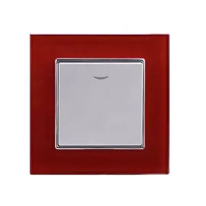 Honyar EU Standard 10A Tempered Glass Frame 1 Gang Luxury Glass Power Switches with LED Light