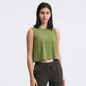 Completo Sportivo da <span class=keywords><strong>Donna</strong></span> Traspirante ad Asciugatura Rapida Elasticizzato Morbido Senza Cuciture Canotta e Maglietta per Corsa <span class=keywords><strong>Palestra</strong></span> Fitness Sport - Product Image 1