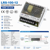 Alimentation à découpage industrielle encastrée LRS-100 100W 12V 24V 36V 48V AC/DC avec refroidissement par ventilateur pour l'automatisation