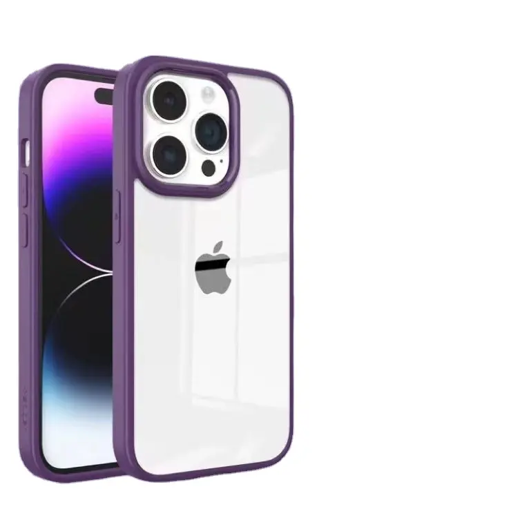 Casing pelindung ponsel iPhone 11 12 13 14 15 Pro Max, casing pelindung ponsel transparan akrilik jaring tahan debu sederhana untuk iPhone 11 12 13 14 15 Pro Max